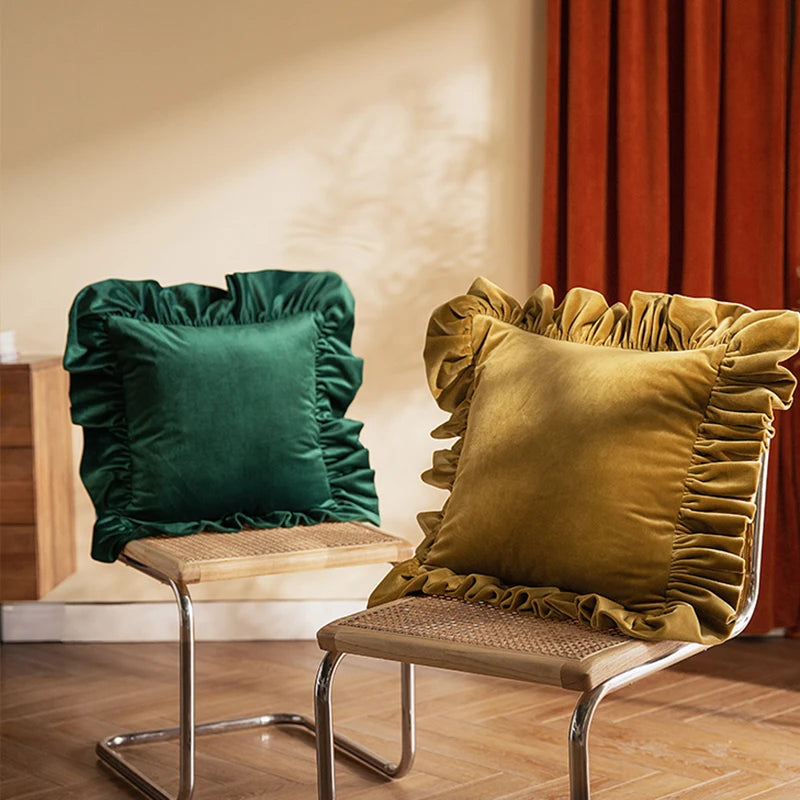 Ruffle Velvet Cushion Cover