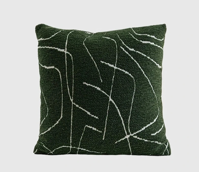 Modern Retro Forest Green Geometric Cushion Cover