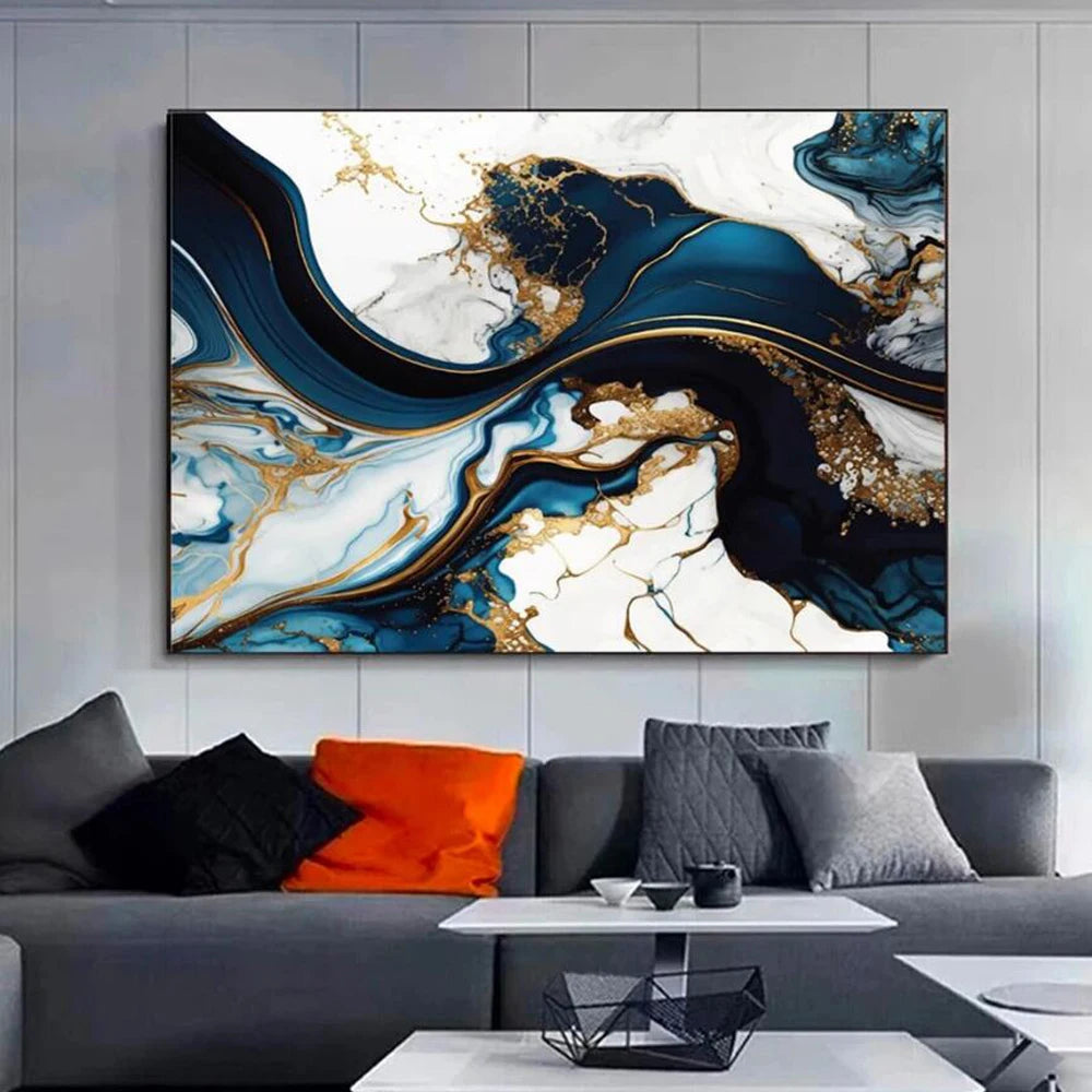 Abstract Gold Marble Mosaic Wall Painting