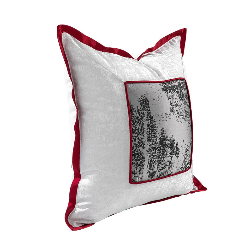 Modern Strie Red Grey Cushion Cover