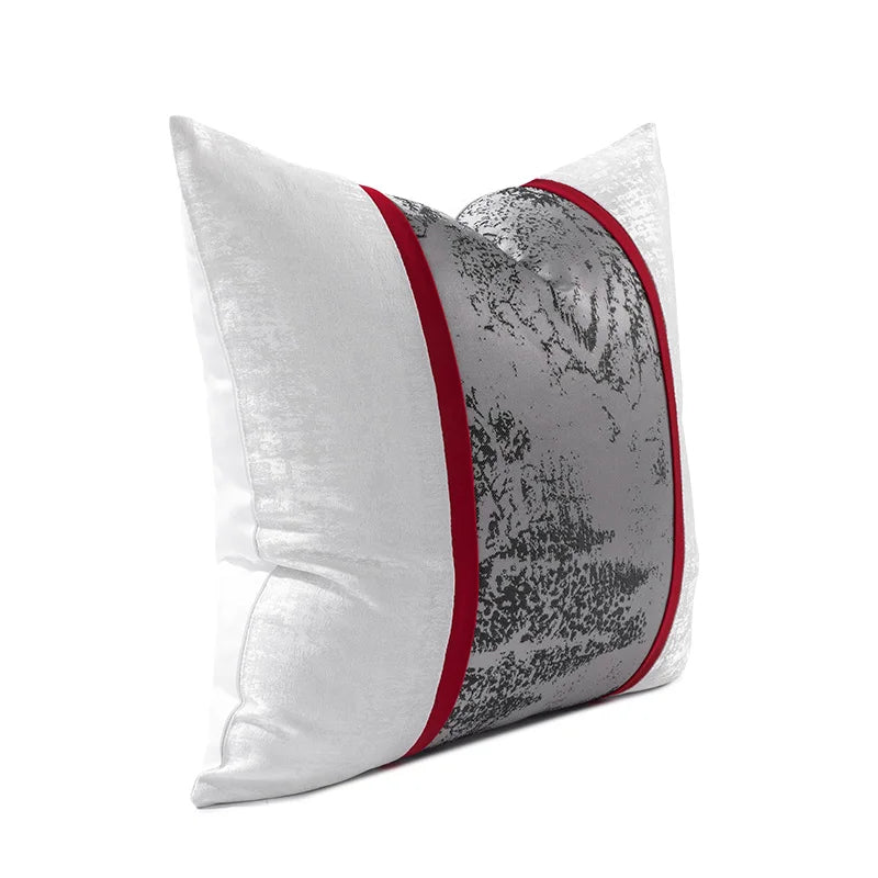 Modern Strie Red Grey Cushion Cover