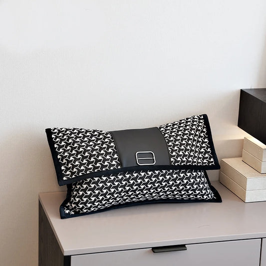 Modern Black Sofa Fabric Geometric Cushion Cover