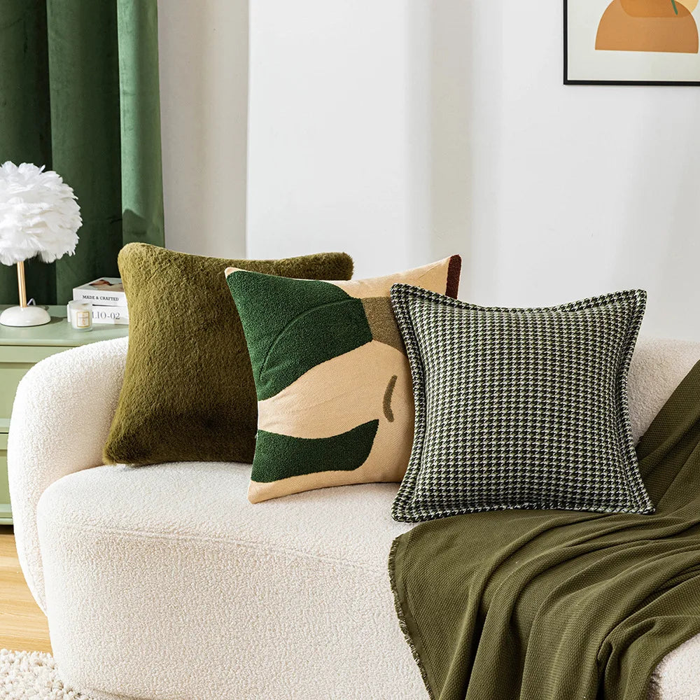 Modern Green Throw Pillow Cover