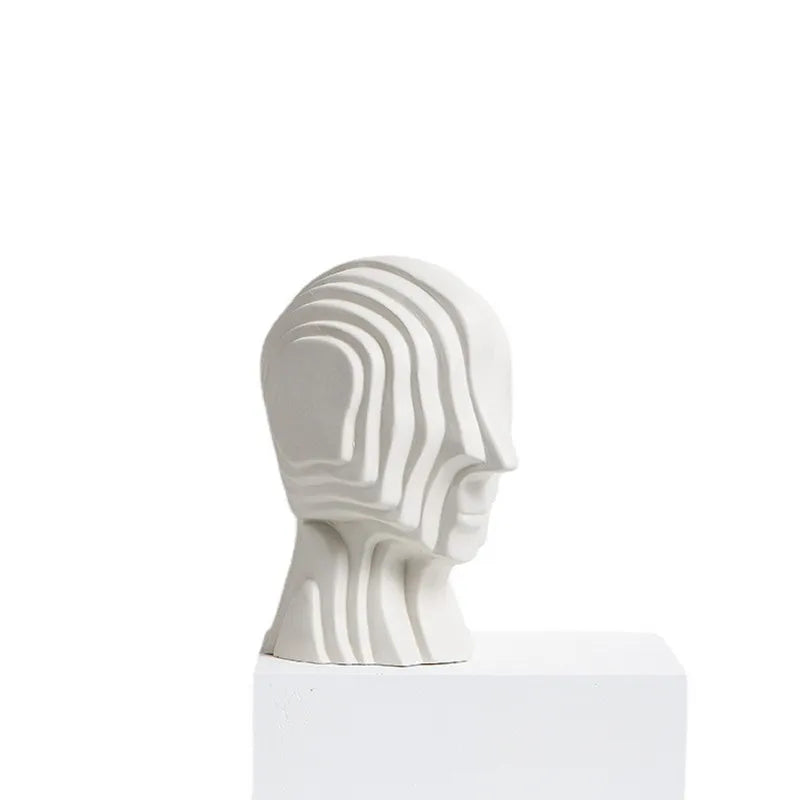 Ceramic Geometric Abstract Head Sculpture