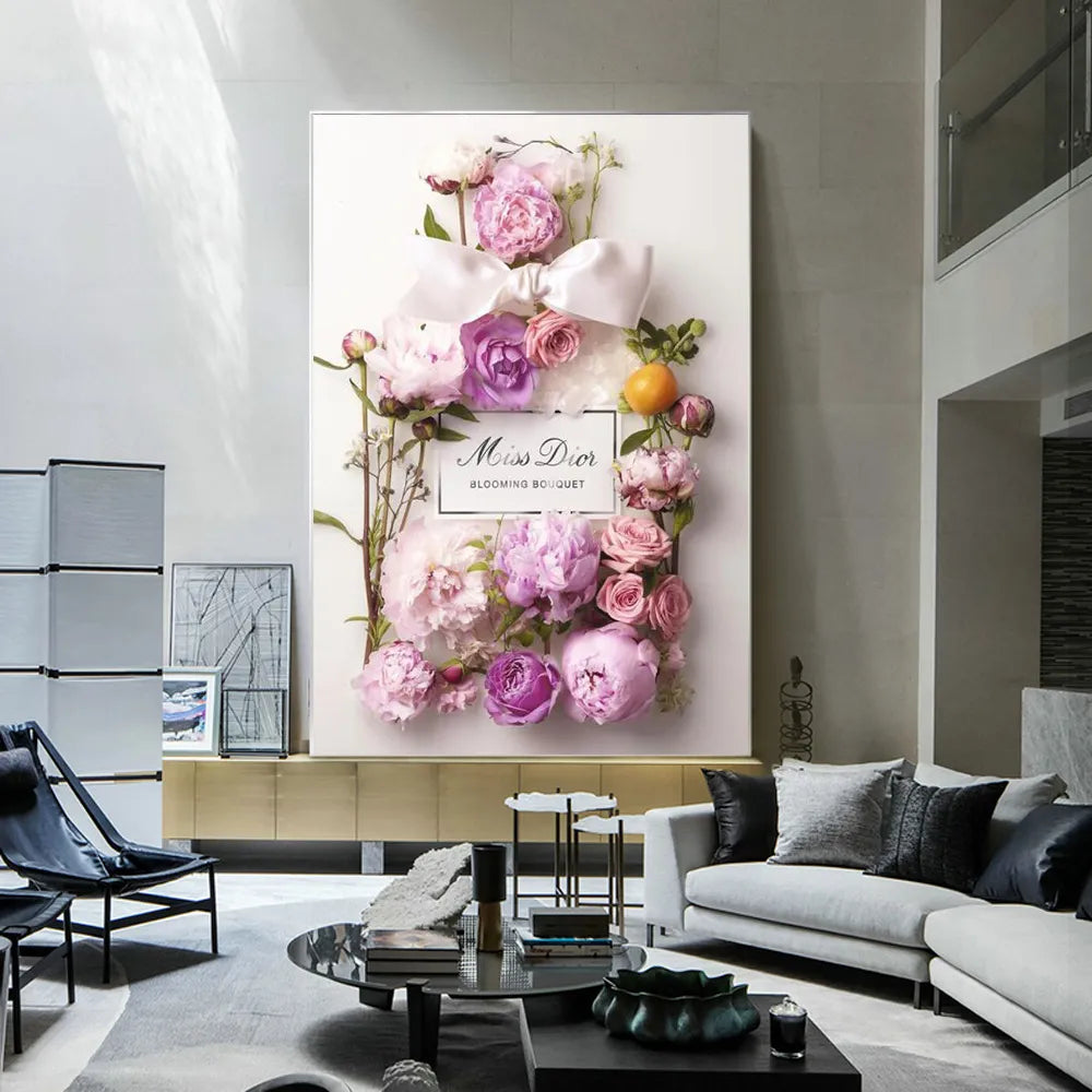 Flower Perfume Bottle Canvas Set Painting Wall Art