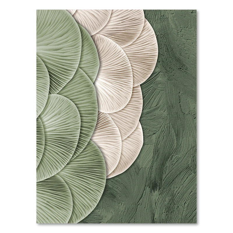 Green Ginkgo Leaf Embroidery Texture Canvas Painting