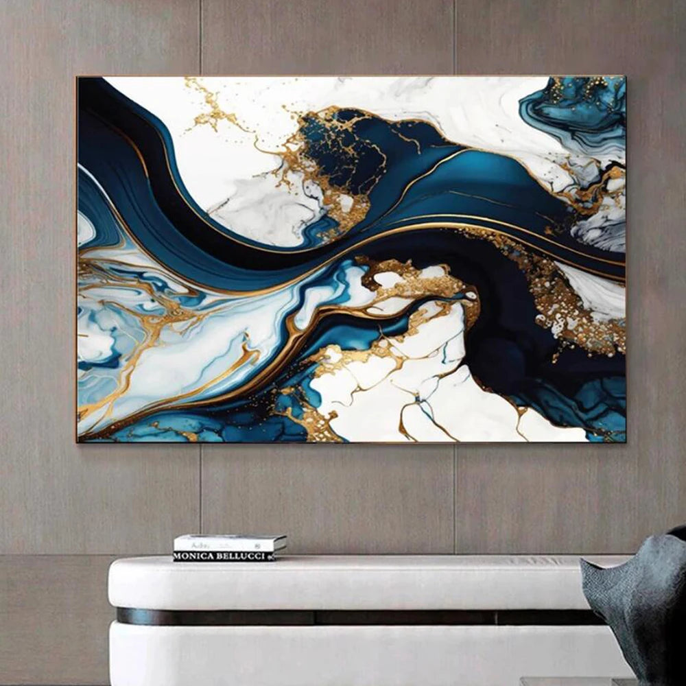 Abstract Gold Marble Mosaic Wall Painting