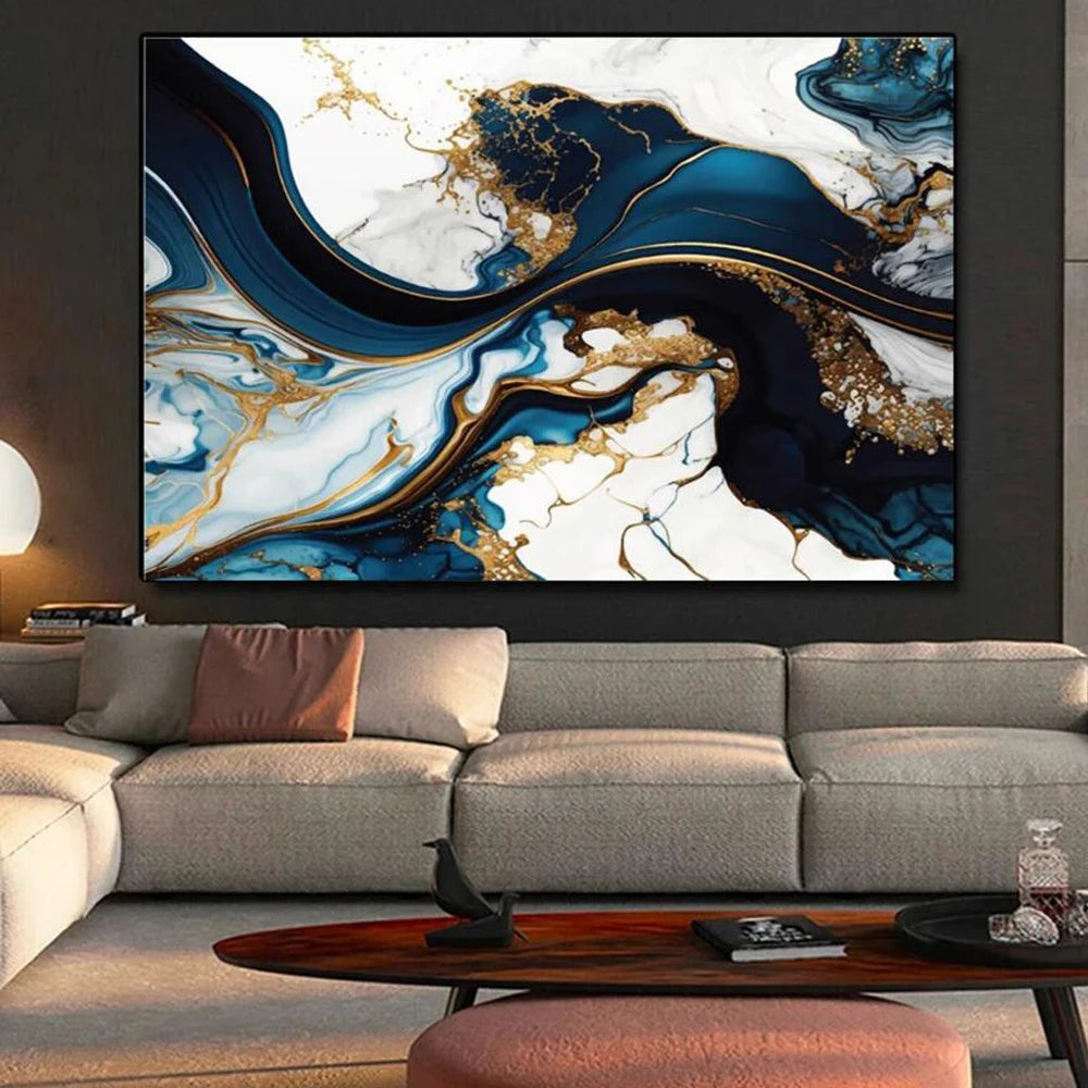 Abstract Gold Marble Mosaic Wall Painting