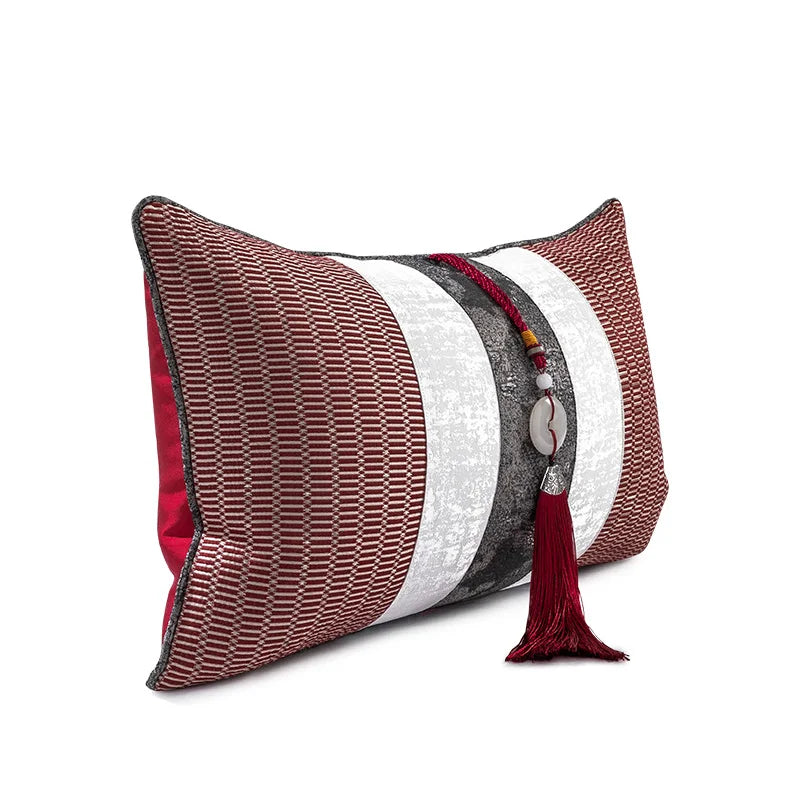 Modern Strie Red Grey Cushion Cover