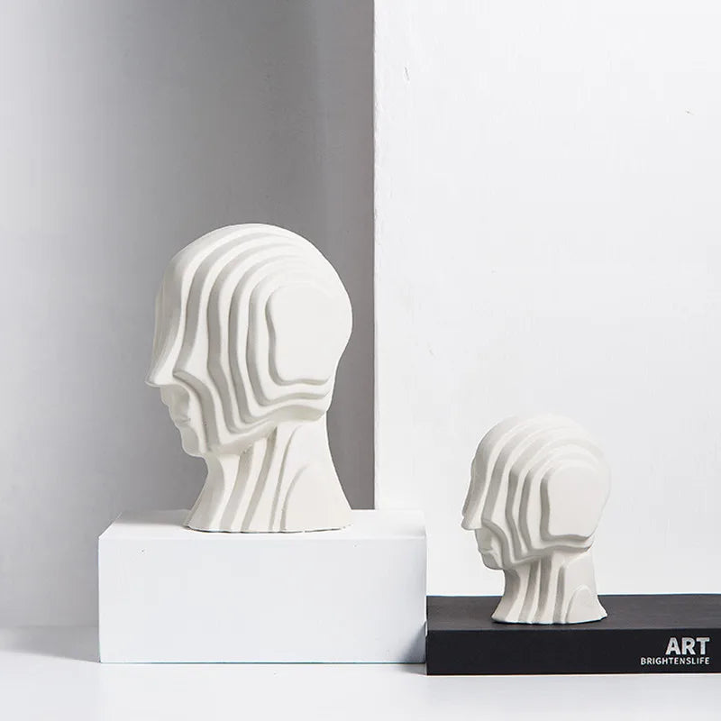 Ceramic Geometric Abstract Head Sculpture